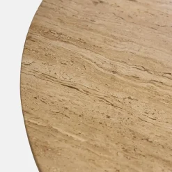 Giga Meubel Eettafel Ø120cm - Wit Travertin Blad - Bruin Onderstel Online