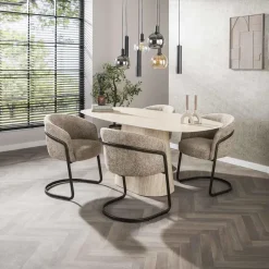Giga Living Eettafel Deens Ovaal - Travertin - 180x90x76cm - Centro Clearance