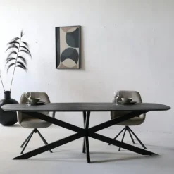 Giga Meubel Eettafel Deens Ovaal - Zwart - Mangohout - 240 cm - Tafel Jordan Sale