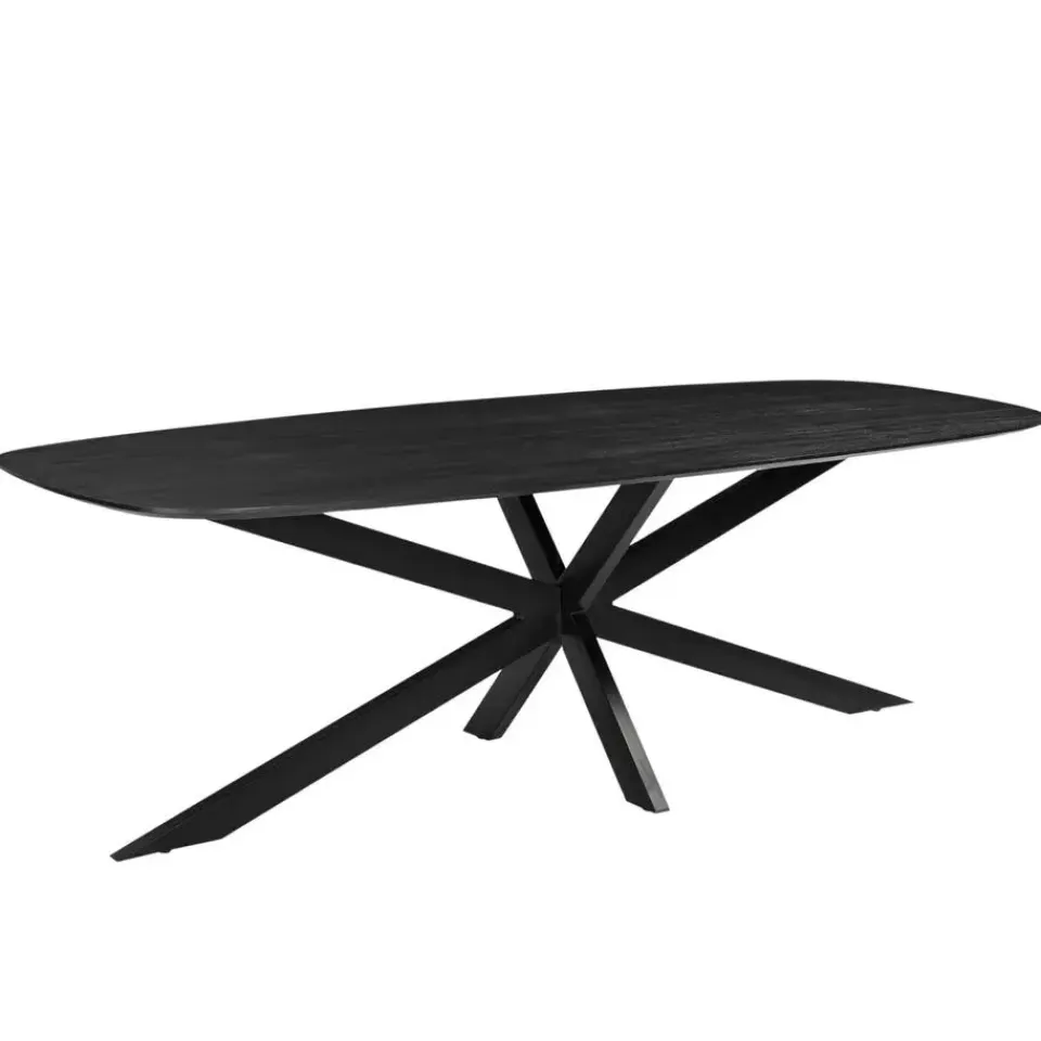 Giga Meubel Eettafel Deens Ovaal - Zwart - Mangohout - 240 cm - Tafel Jordan Sale
