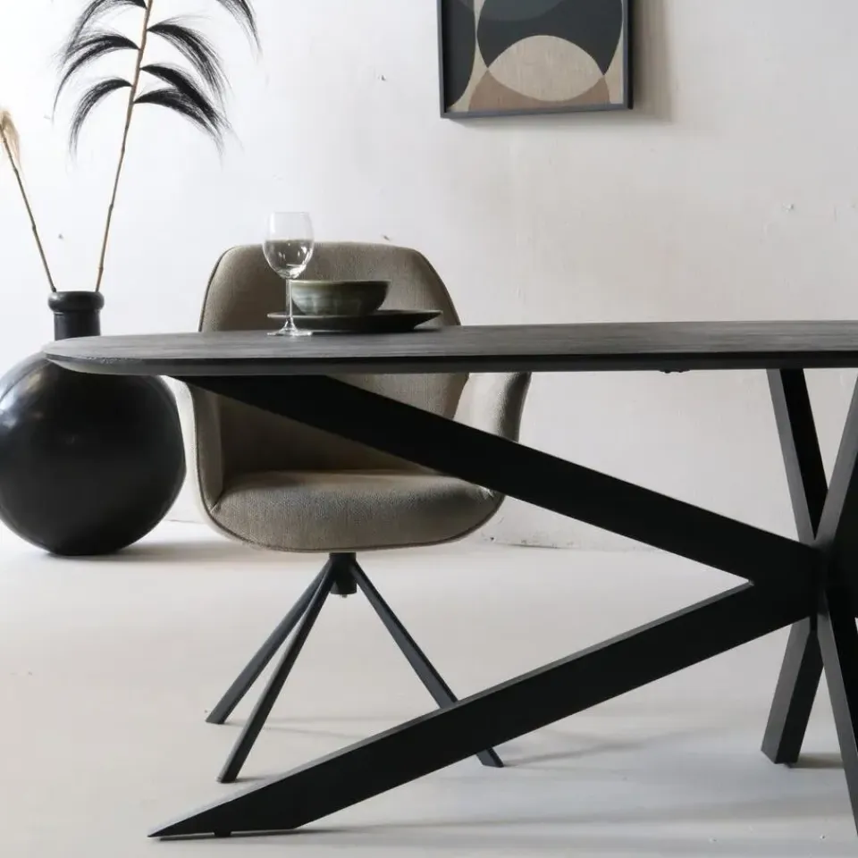 Giga Meubel Eettafel Deens Ovaal - Zwart - Mangohout - 240 cm - Tafel Jordan Sale