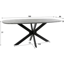 Giga Living Eettafel Deens Ovaal 180cm - Zwart Marmerlook - 4-6 Personen Hot