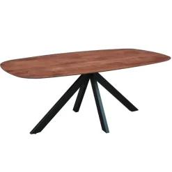 Dimehouse Eettafel deens ovaal Paris walnoot finish 200x100 cm - Hout - Bruin Discount