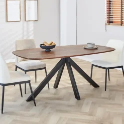 Dimehouse Eettafel deens ovaal Paris walnoot finish 180x100 cm - Hout - Bruin New