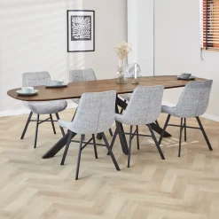 Dimehouse Eettafel deens ovaal Paris walnoot finish 240x100 cm - Hout - Bruin Online