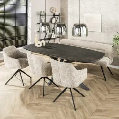 Giga Living Eettafel Grijs Staal - 215x105x77cm - Metallic New