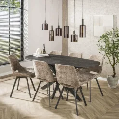 Giga Living Eettafel Grijs Staal - 180x90x77cm - Metallic Best