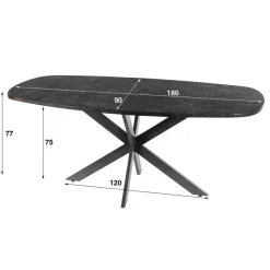 Giga Living Eettafel Grijs Staal - 180x90x77cm - Metallic Best