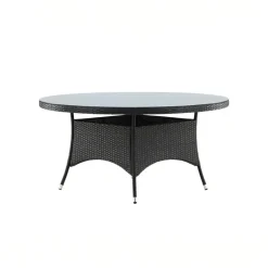 Fjôrd Eettafel Grijs Wicker/Glas - Ø90x74cm - Volta Online