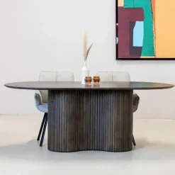 Giga Meubel Eettafel Ovaal 200cm - Bruin - Hout - Eettafel Ava