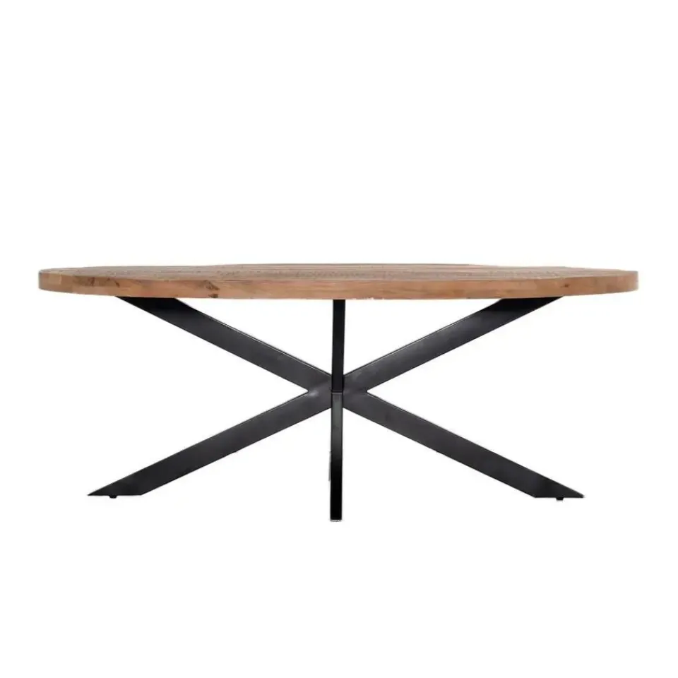 Giga Meubel Eettafel Ovaal 220cm - Mangohout Naturel - Matrix-Poot - Mansour