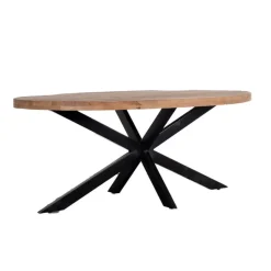 Giga Meubel Eettafel Ovaal 220cm - Mangohout Naturel - Matrix-Poot - Mansour