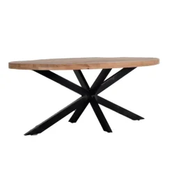 Giga Meubel Eettafel Ovaal 220cm - Mangohout Naturel - Matrix-Poot - Mansour