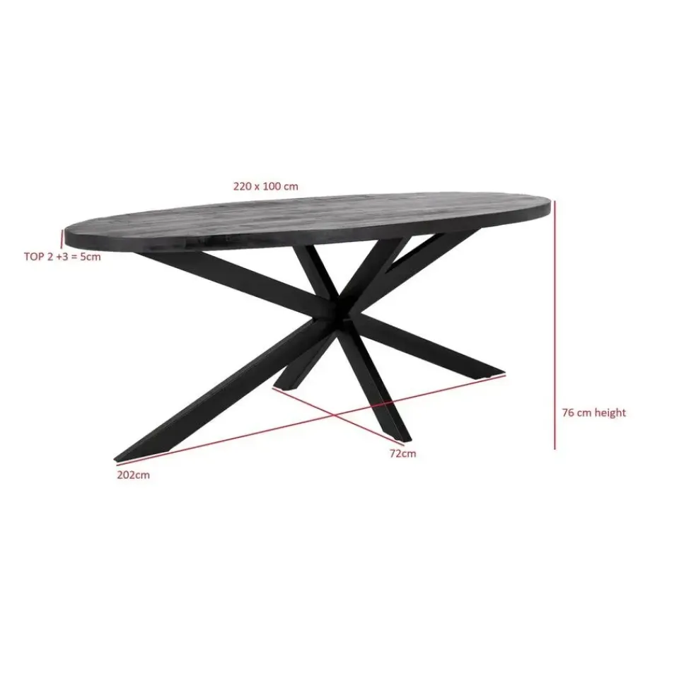 Giga Meubel Eettafel Ovaal 220cm - Mangohout Naturel - Matrix-Poot - Mansour