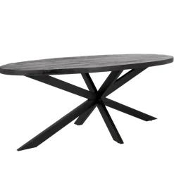 Giga Meubel Eettafel Ovaal 240cm - Mangohout Zwart - Matrix-Poot - Mansour