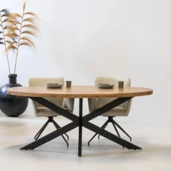 Giga Meubel Eettafel Ovaal 160cm - Mangohout Naturel - Matrix-Poot - Mansour Best