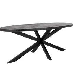 Giga Meubel Eettafel Ovaal 220cm - Mangohout Zwart - Matrix-Poot - Mansour Discount