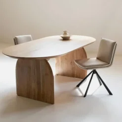 Giga Meubel Eettafel Ovaal 240cm - Naturel - Mangohout - Eettafel Daan Sale