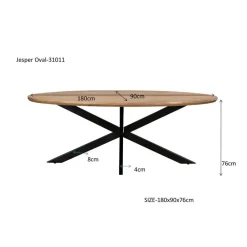 Livingfurn Eettafel Ovaal 180cm - Naturel Mangohout - Matrix-poot - Jesper