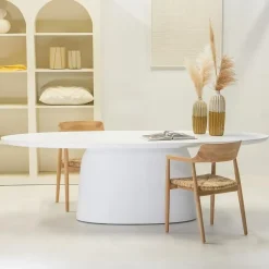 Giga Meubel Eettafel Ovaal 200cm - Wit Betonlook - Myrna Outlet