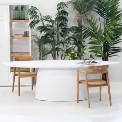 Giga Meubel Eettafel Ovaal 200cm - Wit Betonlook - Myrna Outlet