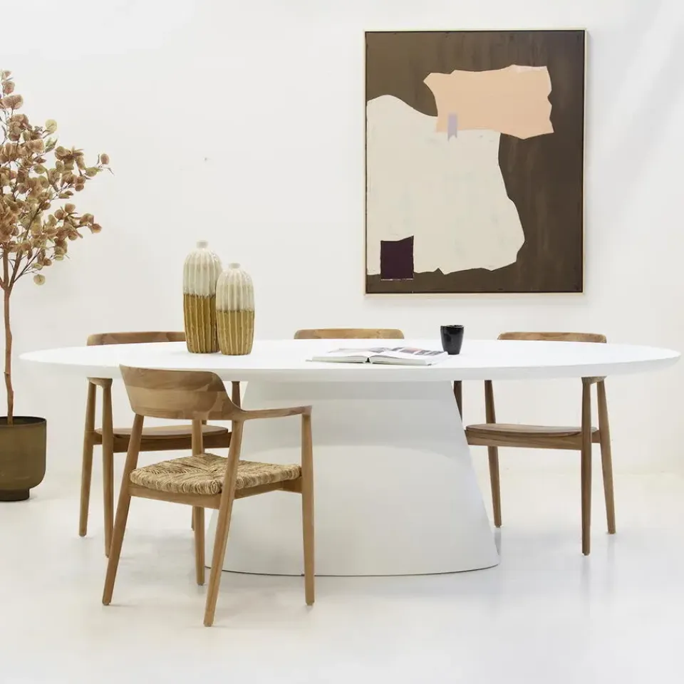 Giga Meubel Eettafel Ovaal 300cm - Wit Eco Composiet - Acryl Coating - Cleo Online