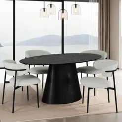 Giga Living Eettafel Ovaal 160cm - Zwart Eikenhout - 4-6 Personen - Tango New