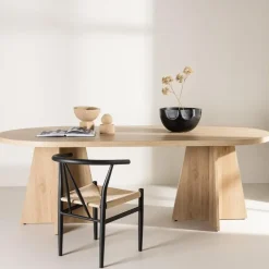 Fjôrd Eettafel Ovaal Naturel 220cm - Fineer - Scandinavisch - Tafel Bootcut