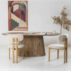 Giga Meubel Eettafel Ovaal Naturel Hout - 200x110x76cm - Salvador Outlet