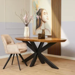 StarFurn Eettafel Ovaal Naturel Mangohout - 160x90x76cm - Brandy Online