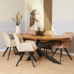 StarFurn Eettafel Ovaal Naturel Mangohout - 210x100x76cm - Brandy New