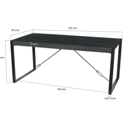 Livingfurn Eettafel Rechthoek 160cm - Zwart Mangohout - 2-4 personen - Norris New