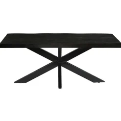 Livingfurn Eettafel Rechthoek 180cm - Zwart Mangohout - 2-4 personen - Norris Best