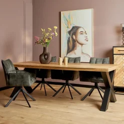 StarFurn Eettafel Rechthoek Mangohout - X-Poot - 220x100x76cm - Denver Clearance