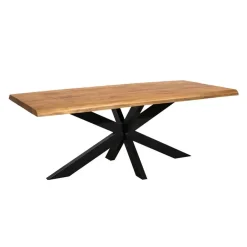 StarFurn Eettafel Rechthoek Naturel Hout - 200x100x76cm - Denver Discount