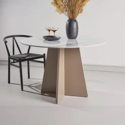 Fjôrd Eettafel Rond - Beige Steen - 110x110x75cm - Bootcut Clearance