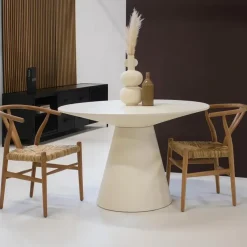 Giga Meubel Eettafel Rond 120cm - Beige - Betonlook - Eettafel Sep Hot