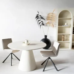 Giga Meubel Eettafel Rond 120cm - Beige - Betonlook - Eettafel Sep Hot