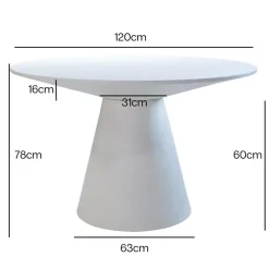 Giga Meubel Eettafel Rond 120cm - Beige - Betonlook - Eettafel Sep Hot