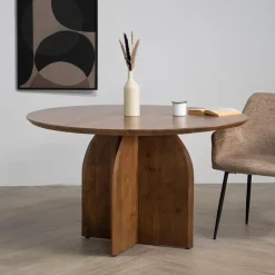 Giga Meubel Eettafel Rond Ø130cm - Bruin Acaciahout - Danae Clearance