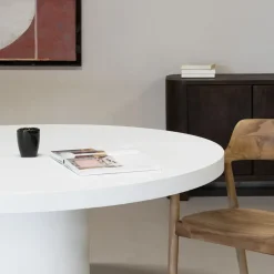 Giga Meubel Eettafel Rond 150cm - Wit Eco Composiet - Betonlook - Eden Sale