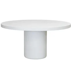 Giga Meubel Eettafel Rond 120cm - Wit Eco Composiet - Betonlook - Eden Outlet