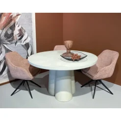 Livingfurn Eettafel Rond Ø130cm - Zand Beton - 2-4 Personen - Sandy Hot