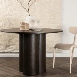 Fjôrd Eettafel Rond Walnoot 110cm - Fineer - Scandinavisch - Tafel Olivia Best