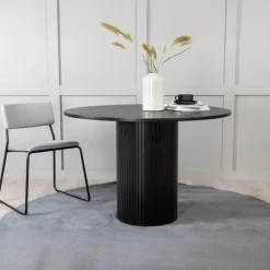 Fjôrd Eettafel Rond Zwart 110cm - Fineer - Scandinavisch Clearance
