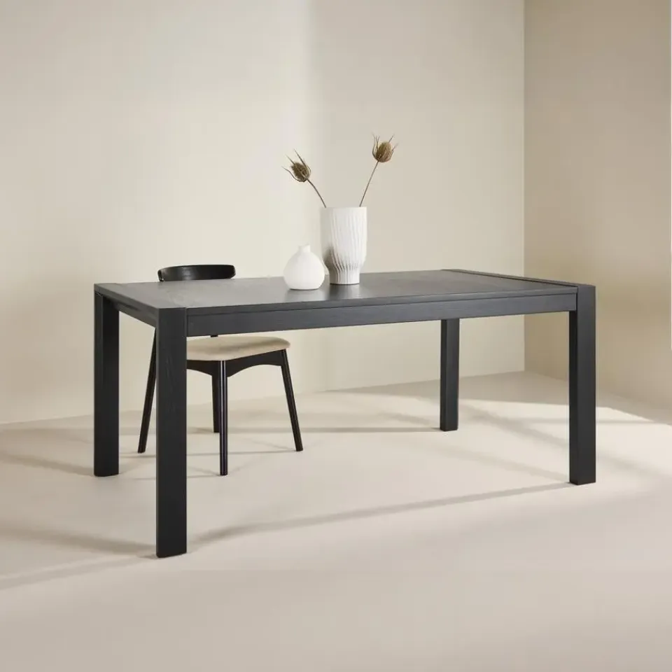 Fjôrd Eettafel Uitschuifbaar - Zwart Eikenhout - 170x95x75cm - Slider Hot