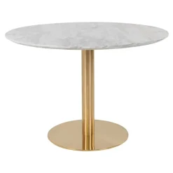House Nordic Eettafel Wit Ø110cm - Gouden Onderstel - Bolzano