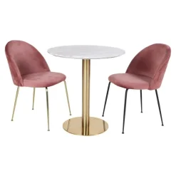 House Nordic Eettafel Wit Ø110cm - Gouden Onderstel - Bolzano