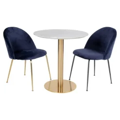 House Nordic Eettafel Wit Ø110cm - Gouden Onderstel - Bolzano