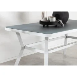 Fjôrd Eettafel Wit Grijs Glas - 160x90x74cm - Virya Best